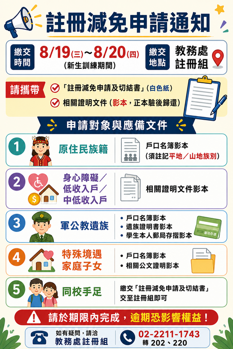 註冊減免申請說明